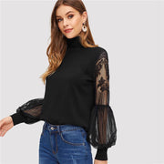 Elegant High Neck Mesh Top