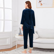 Contrast Lace Cami Belted Pajama Set