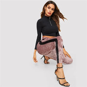 Side Seam Panelled Velvet Pants