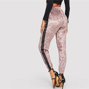 Side Seam Panelled Velvet Pants