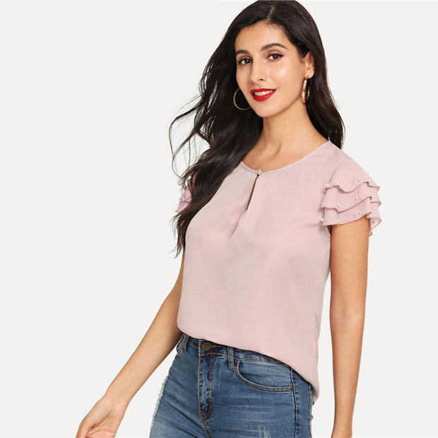 Pearls Beaded Layered Top