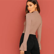 Lettuce Edge Flounce Fitted Crop