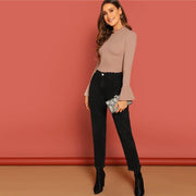 Lettuce Edge Flounce Fitted Crop