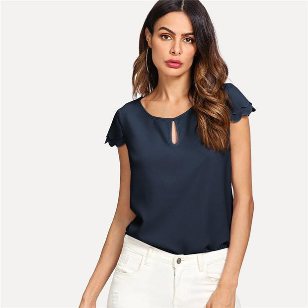 Keyhole Front Layered Plain Top