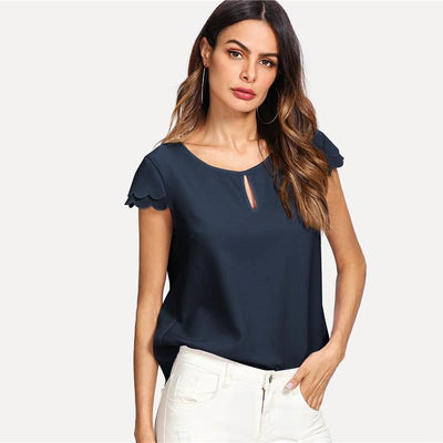 Keyhole Front Layered Plain Top