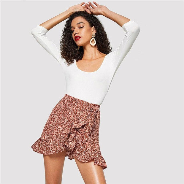 Ruffle Feathers Mini Skirt