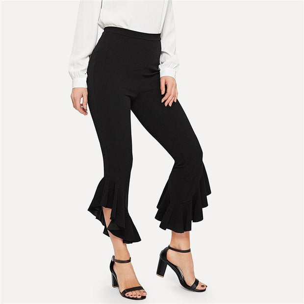 Ruffle Hem Flare Pants
