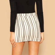 Tie Side Striped Wrap Skirt