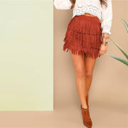 Fringe Front Suede Skirt