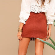 Fringe Front Suede Skirt