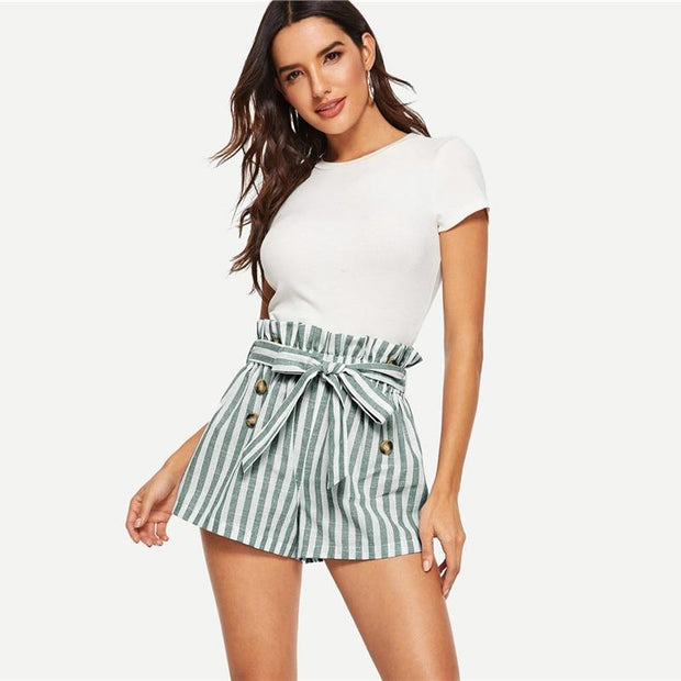 Prep Stripe Button Shorts
