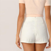 Zipper Wrap Ivory Shorts