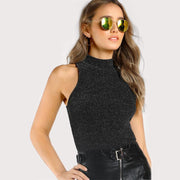 Mock Neck Glitter Top
